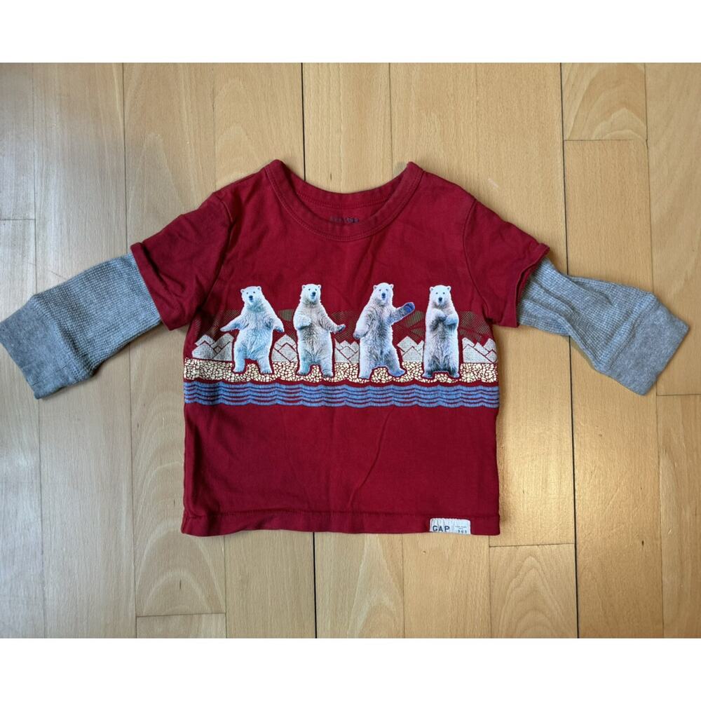 * Baby Gap Double Layer Long Sleeve Shirt Dancing Polar Bears Size 18-24 Mos